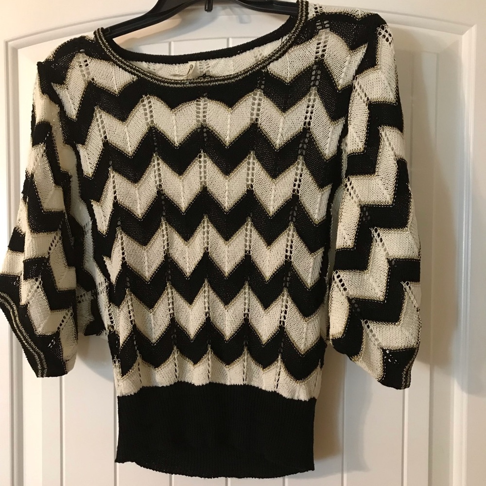 Trendology Crocheted Cheveron Print Sweater